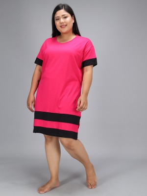 Rakshita Collection Women Nightshirts(Pink, Black)