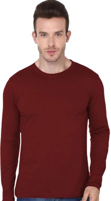 Msgala Fashion Solid Men Round Neck Maroon T-Shirt