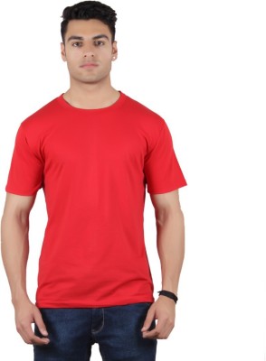 DIAZ Solid Men Round Neck Red T-Shirt