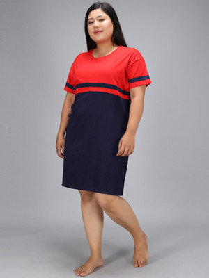 GRAND MALBORK Colorblock Women Round Neck Red T-Shirt