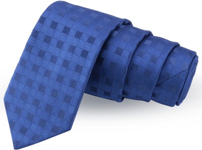 PELUCHE Suave Blue Colored Microfiber Neck Checkered Men Tie