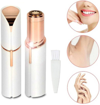 Quick Bazaar Portable Upper Lip Hair Remover with Cleaning Brush and Trimmer 45 min  Runtime 0 Length Settings(White)