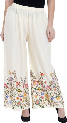 Sumayafashion Flared Women Cream Trousers