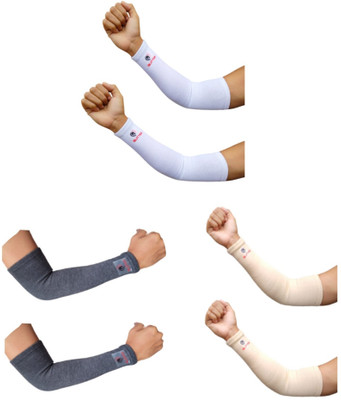 Glitter Cotton Arm Sleeve For Men & Women(Free, White, Grey, Beige)