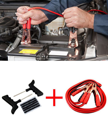 KOZDIKO Booster Cables 7.5Feet, Tubeless Tyre/Tire Puncture Kit Combo