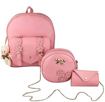 Bellina 3pcs pittu pink 10 L Backpack(Pink)