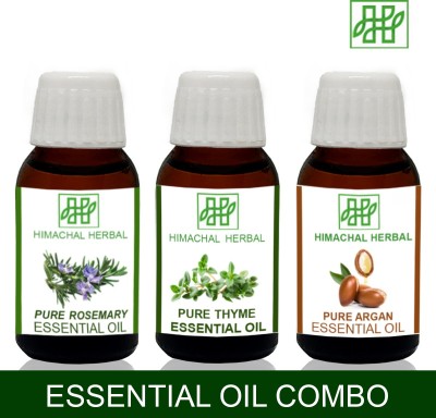 Himachal Herbal ROSEMARY-ARGAN-THYME ESSENTIAL OIL FOR COSMETIC SOAP MAKING AROMATHERAPY-3PC EACH 10ML(30 ml)