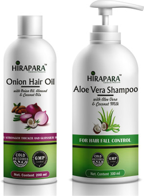 HIRAPARA Skin Care Combo Kit AloeVera Shampoo 300ml with Onion Hair Oil(2 Items in the set)
