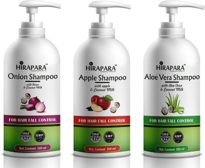 HIRAPARA Apple Shampoo for Hair with Aloe-Vera & Onion With Coconut Milk, Combo Pack of 3(900 ml)