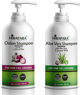 HIRAPARA Onion Shampoo with Aloe-Vera, Coconut Extract ( Pack Of 2)(600 ml)