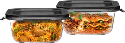 Cutting EDGE Glass Utility Container  - 350 ml(Pack of 2, Black)