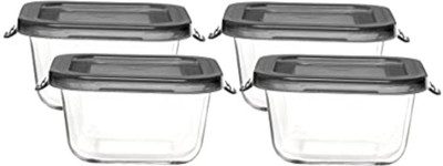Cutting EDGE Glass Utility Container  - 550 ml(Pack of 4, Black)