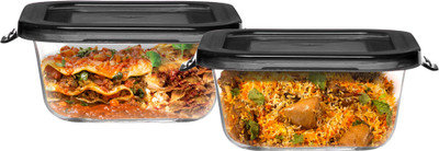 Cutting EDGE Glass Utility Container  - 550 ml(Pack of 2, Black)