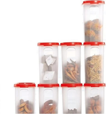 Tuqqerwere Polypropylene Fridge Container  - 1800 ml(Pack of 8, Red)