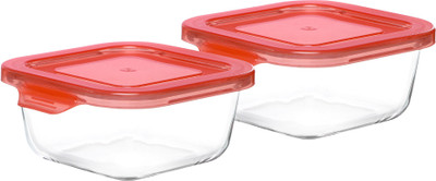 Cutting EDGE Glass Utility Container  - 350 ml(Pack of 2, Red)