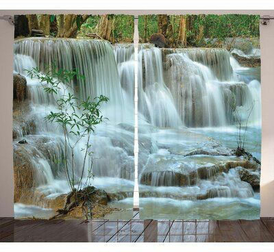 RD 154 cm (5 ft) Window Polyester Room Darkening Curtain (Pack Of 2)(White, Floral)