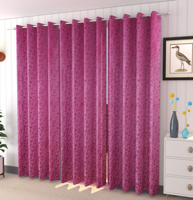 Galaxy Home Decor 274 cm (9 ft) Long Door Velvet Room Darkening Curtain (Pack Of 3)(Pink, Abstract)