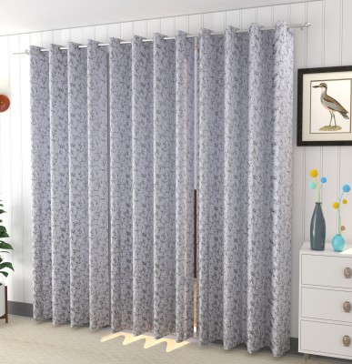 kiara Creations 153 cm (5 ft) Velvet Room Darkening Window Curtain (Pack Of 3)(Printed, White)