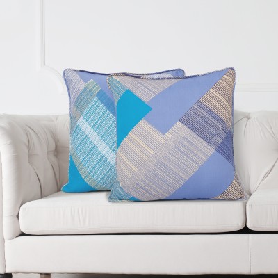 SWAYAM Geometric Cushions Cover(Pack of 2, 31 cm*31 cm, Blue, Purple)
