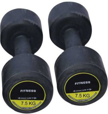 YDV SET of 7.5Kg X 2 Exclusive Quality Rubber Dumbbell (15 kg) GVR 09 Fixed Weight Dumbbell(15 kg)