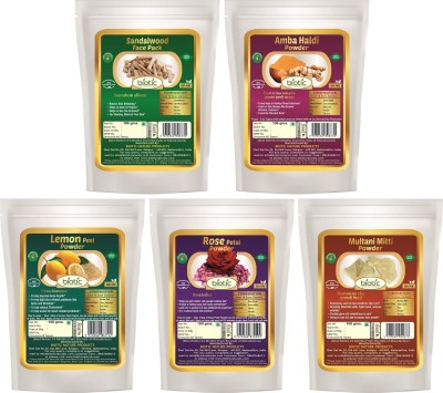 biotic Sandalwood, Amba Haldi, Lemon Peel, Rose Petal, Multani Mitti Powder - (100g each)(500 g)