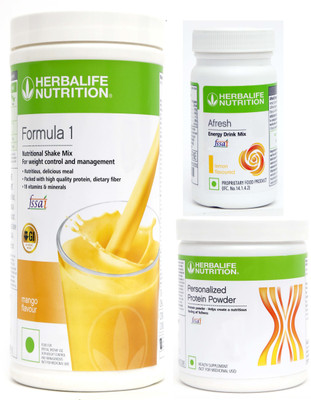HERBALIFE Weight Loss Delicious Combo With ( Formula 1 Nutritional Shake Mix - Mango Flavor + Personalized Protein Powder 200 Gram + Afresh Energy Drink Mix - Lemon Flavor ) Combo(750 Gram)