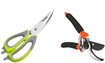 Birudmart Set of 2 Garden Shears Sharp Cutter Pruners Scissor Flower Cutter and Multipurpose Stainless Steel Scissor Knife/Cutter/Peeler Garden Tool Kit(2 Tools)