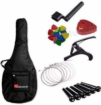 SG MUSICAL SGM-MI2 COMBO OF Guitar Bag, 1 Capo, 1 Holder, 1 Guitar String, 5 Picks, 1 String Winder, 6 Guitar Pins Guitar Bag