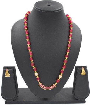 Sandhya Designer Studio Stone Pink Jewellery Set(Pack of 1)