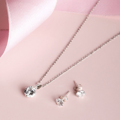 ZAVYA Sterling Silver Rhodium Silver Jewellery Set(Pack of 1)