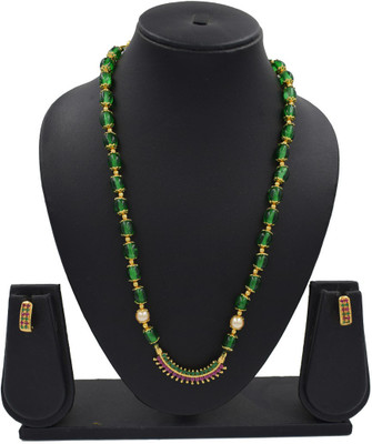 Sandhya Designer Studio Stone Green Jewellery Set(Pack of 1)