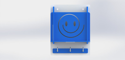 STIMULUS Acrylic Smiley Multipurpose use Mobile Phone Holder with Wall mount Key Stand Acrylic, Brass Key Holder(3 Hooks, Blue)