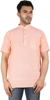 Latest Plus Men Solid Straight Kurta(Pink)