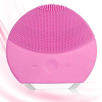 R A Products Silicone Facial Cleaner Ultrasonic Face Cleaning Device Sonic Deep Skin Pore Cleansing Massager Electric Waterproof Silicone Facial Cleaner Massager(Pink)