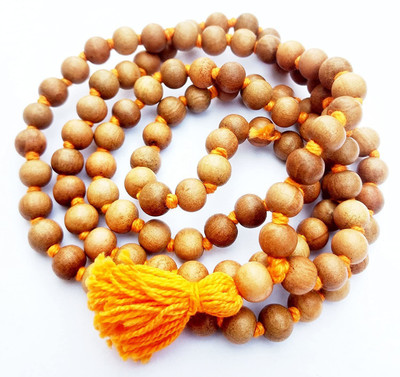 ADOWIK White Sandalwood Safed Chandan Mala Rosary for Wearing and Jaap Chanting Wood Chain
