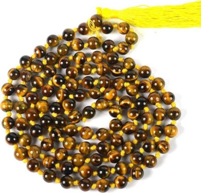 A1 Laxmi Ganesh 108 Beads Tiger Eye Jaap Mala For Good Fortune/Luck Pearl Stone Chain Tiger's Eye Stone Chain