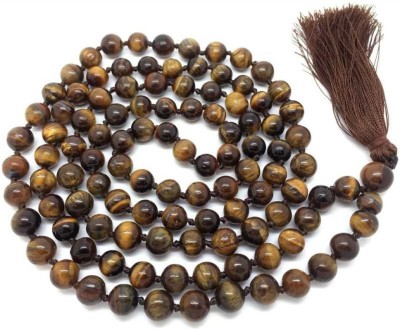 A1 Laxmi Ganesh Tiger Eye Mala 6 MM 108 Beads Mala for Healing Meditation Jaap Mala Tiger's Eye Stone Chain Tiger's Eye Stone Chain