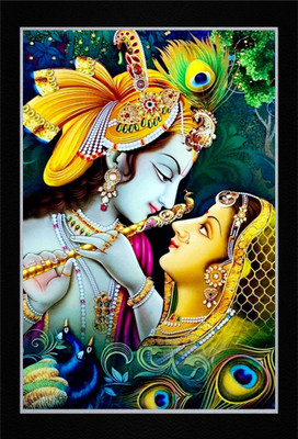 Bhawana Creation RADHA KRISHNA 0042 Digital Reprint 12 inch x 8 inch Painting(With Frame)