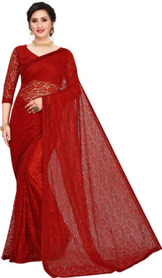 SAREEYA16 Self Design Bollywood Net Saree(Maroon)
