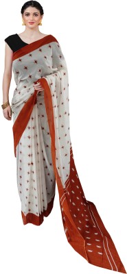 NIKHILAM Printed Daily Wear Pure Cotton Saree(Brown)