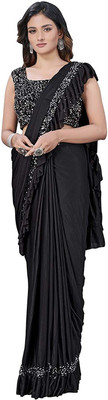 SUKHNATH ENTERPRISE Self Design, Embellished Bollywood Lycra Blend, Silk Blend Saree(Black)