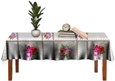 DREAMINDIAFASHION Floral 8 Seater Table Cover(White, purple, PVC)