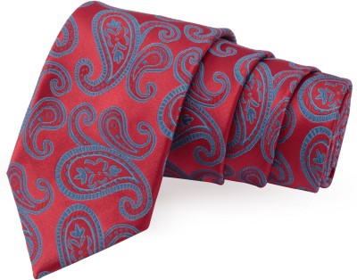 PELUCHE Marvy Red & Blue Colored Microfiber Neck Self Design Men Tie