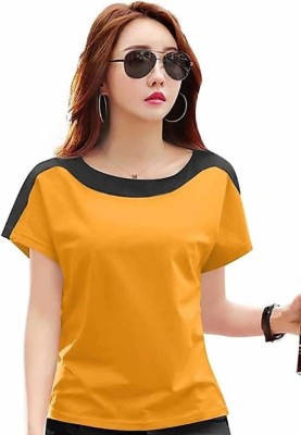 SMD Enterprise Casual Color Block Women Yellow Top