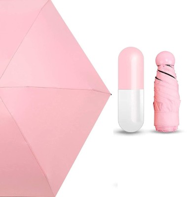 Dreamshop Ultra Light Mini Folding Compact Pocket Umbrella with Lovely Capsule Case Umbrella(Pink)