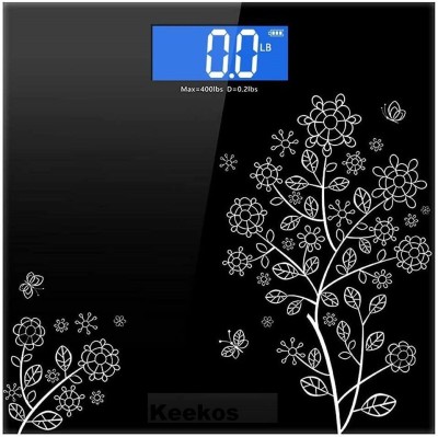 keekos 6 mm Automatic Personal Digital Weight Machine With Large LCD Display and 4 Sensor Technology For Accurate Weight Measurement Weighing Scale Weighing Scale(Black)