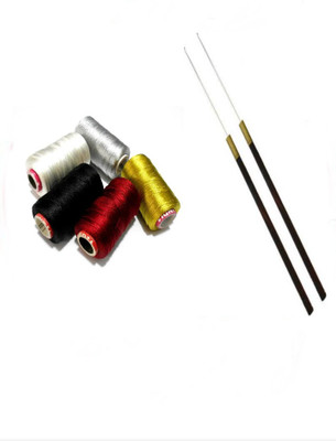 Royal Villa Special Combo Pack of 2 Aari Needles + 5 Multicolor Silk thread Spools for Embroidery and Art Craft work.