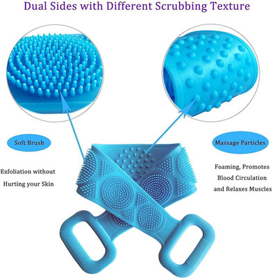 Twixxle COMBO 2 Silicone Bath Brush Exfoliating Double Side Silicone Back Scrubber Belt