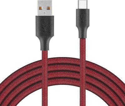 ammo USB Type C Cable 2.4 A 1 m Nylon Braided USB to Type C Nylon double braided cable 1M(Compatible with Mobile Phones, Tablet, Macbook, Red, One Cable)