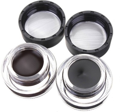 NADJA 2 in 1 Black & Brown Water Proof & Smudge Proof 24hrs Gel Eyeliner / Kajal 3+3= (Jet Black, Brown, 6 g) 6 g(Brown, Black)